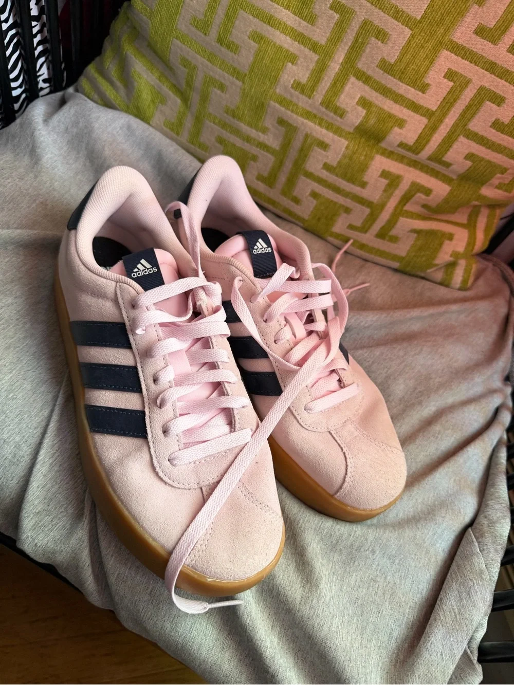 adidas Pink Suede Women's Sneakers with Black Stripes and Gum Sole